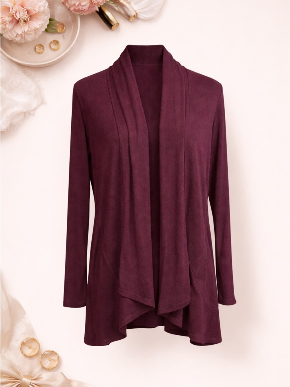 August Mist Size M/L Purple Open Front Cardigan Sweater